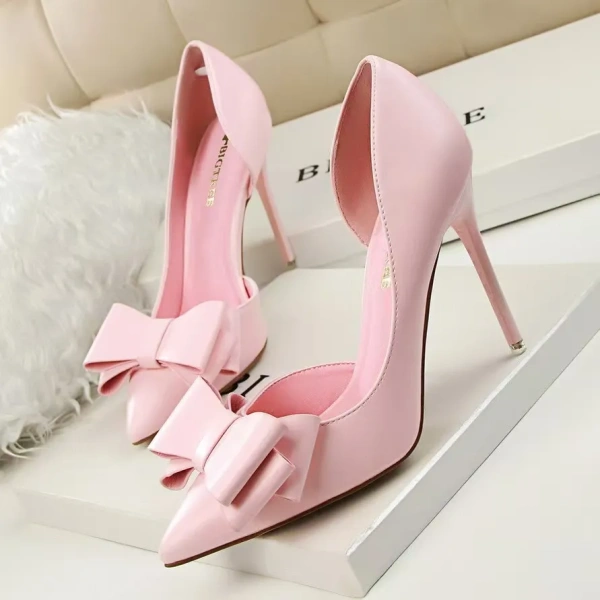 Korean Fashion Delicate Sweet Bow Hollow Shoes High Heels Thin Heels Shallow Mouth Pointed Side Lightweight Summer Season - Image 5