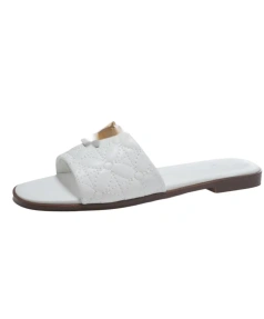Designer L Word Slipper Women Wear New Flat Shoes in Summer 2025 with Soft Bottom of Female Metal Letters.