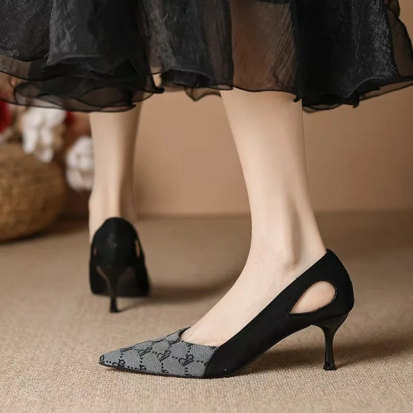 Women's Summer Fashion Suede Stiletto Shoes New Single Joker French Pointed Design with Temperament Spring and Autumn Style - Image 3