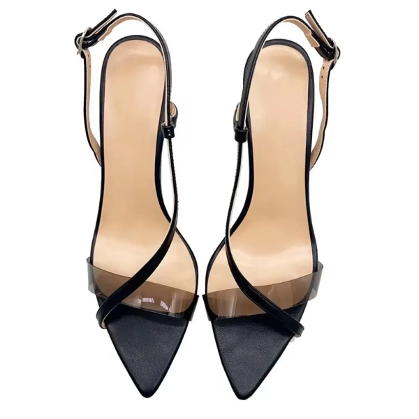 2025 Summer Elegant Nude Stiletto Heel Sandal for Women Open Pointed Toe Strappy Heeled Sandal PU Insole Ladies High Heels Shoes - Image 4