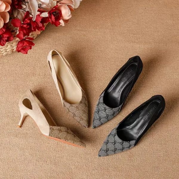 Women's Summer Fashion Suede Stiletto Shoes New Single Joker French Pointed Design with Temperament Spring and Autumn Style - Image 2