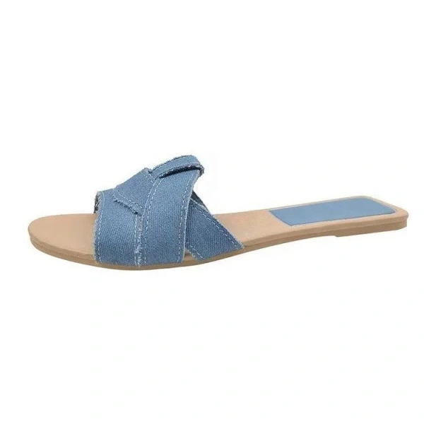 2025 Popular Women's Flat Sandals Slip-On Beaded Strap Open Toe Beach Shoes Breathable Casual Lazy Wear - Image 3