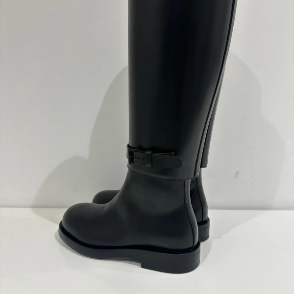 2025 Fashion Retro Round Toe Leather Short Heel Boots Classic Metal Tower Buckle Two Wear Removable Cowboy Boot - Image 4