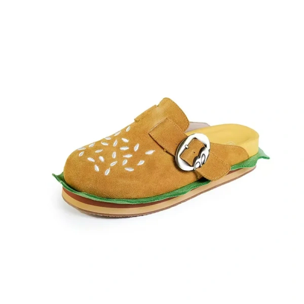Leather Hamburg Birken Shoes, Thick Soles, Full Baotou Semi-slippers, Lazy People, One Pedal, Men and Women Wearing tide Bo. - Image 4