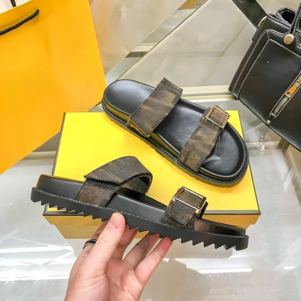 F-Home High Edition Women's Summer Fashion Sandals Breathable Thick-Soled Double Buckle Shoes with Color Matching Word Slippers - Image 2