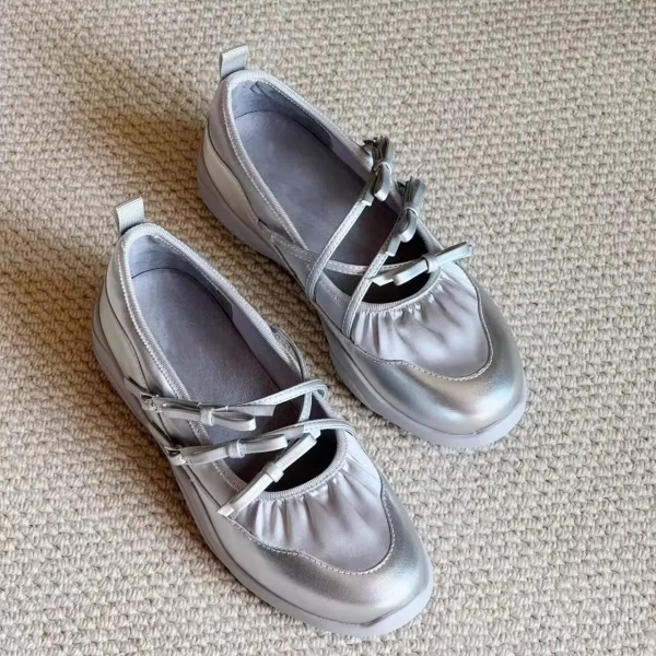 Cowhide ~ Ballet Shoes Bow Sports Casual Mary Jane Shoes - Image 6