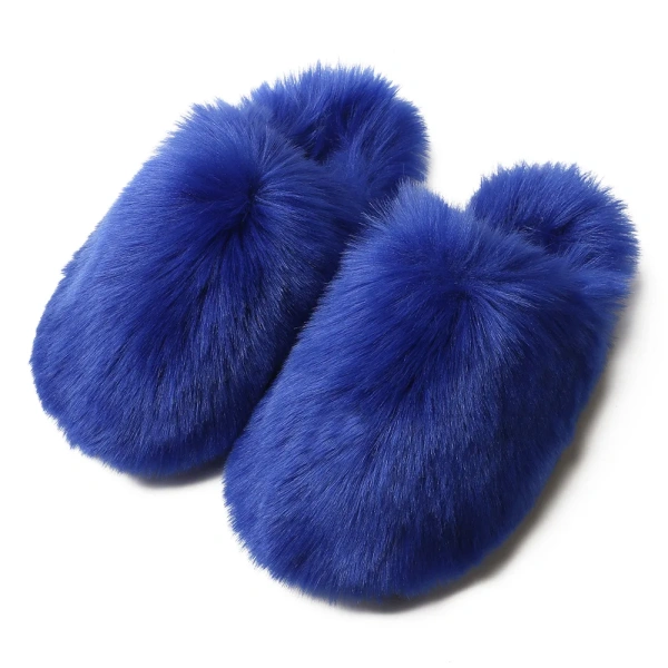 Cozy Fluffy Faux Fur Slippers Anti-Skid Indoor Winter Shoes with Durable Outsoles Multicolor House Shoes for Autumn Season - Image 2