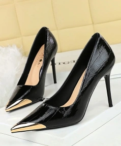 Banquet Women's Summer Ultra-High Heels Shallow Mouth and Pointed Stiletto Light Weight Metal-Toed Sexy Style