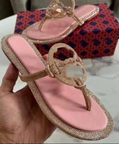 Designer Luxury Trendy Beach Slides for Women High Quality PU Rhinestone Casual Shoes with PVC/PU Insole