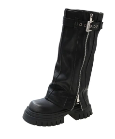 2025  Fashionable Personalized Spicy Girl Sexy Retro High Barrel Thick Heel Knight Boot Comfortable Soft and Warm Long Boot
