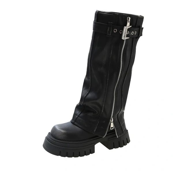 2025  Fashionable Personalized Spicy Girl Sexy Retro High Barrel Thick Heel Knight Boot Comfortable Soft and Warm Long Boot