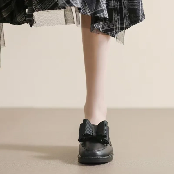 British Style Female Peas Leather Shoes Summer Vocational Work College Black Flat-bottomed Soft and Thin - Image 4