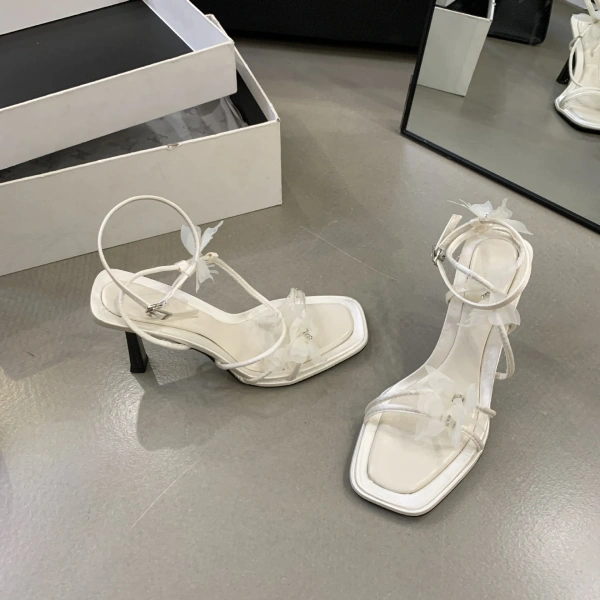 2025 Summer New Fashionable Butterfly Style Sexy Ultra High Heels Fashionable Fairy Style Fashion Square Head One Button Sandals - Image 5