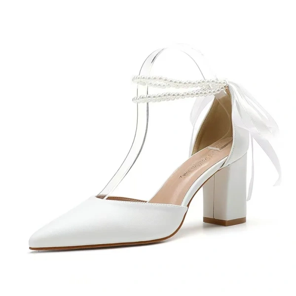 Women's Summer Fashion Sandals with Pointed Shallow Heels Height Increasing Soft Sexy Pearl Word Design