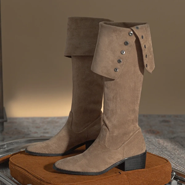 2025 Autumn and Winter New Fashion Retro Thick Heel Knee High Canister Boot Soft Comfortable Western Cowboy Boot Knight Boot - Image 2
