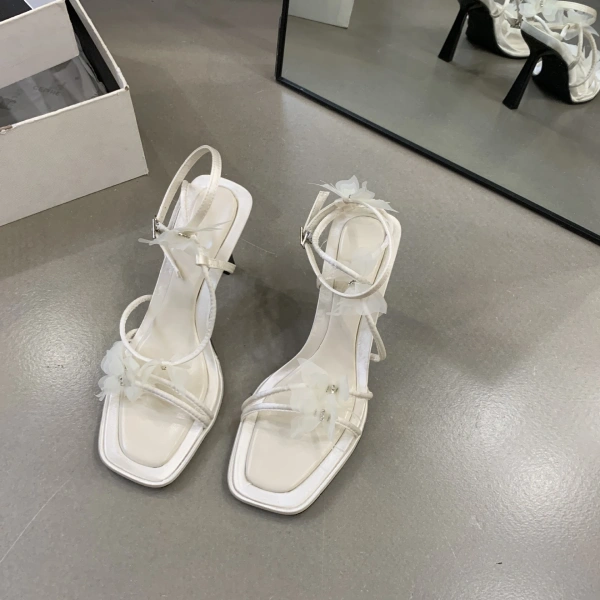 2025 Summer New Fashionable Butterfly Style Sexy Ultra High Heels Fashionable Fairy Style Fashion Square Head One Button Sandals - Image 3
