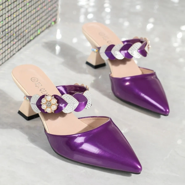 2025 Women's Summer New Trend Sandals Sexy Cross Strap Slippers with Pointed Toe High Heel PU Insole Height Increasing Feature - Image 2