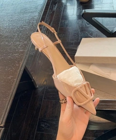 Heavy-duty 2025 New Rhinestone Craft Pointed High-heeled Sandals Bow New High-heeled Shoes