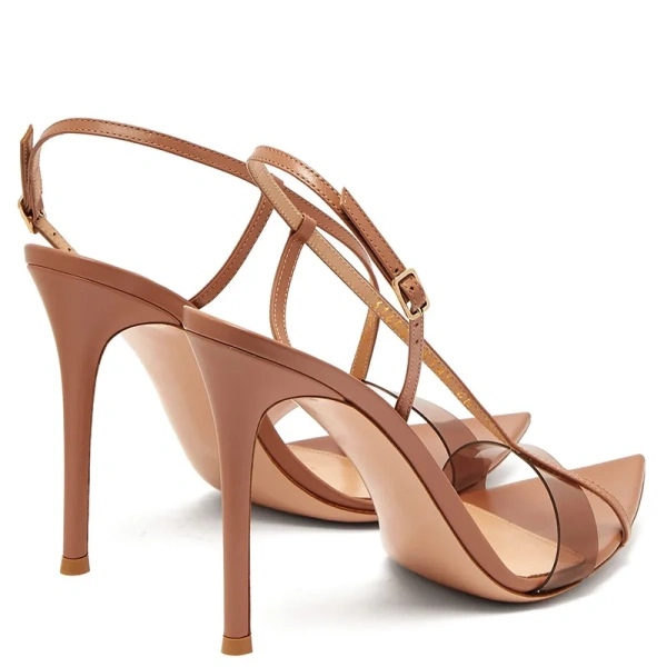 2025 Summer Elegant Nude Stiletto Heel Sandal for Women Open Pointed Toe Strappy Heeled Sandal PU Insole Ladies High Heels Shoes - Image 3