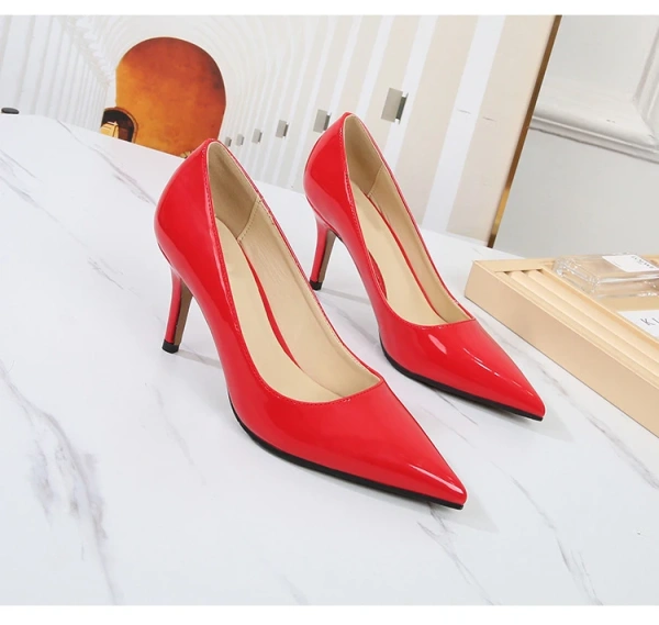 Women's Patent Leather Single Shoes 6-10cm Pointed Shallow Mouth Soft High-heeled Shoes Paired with Summer Formal Party Shoes - Image 4