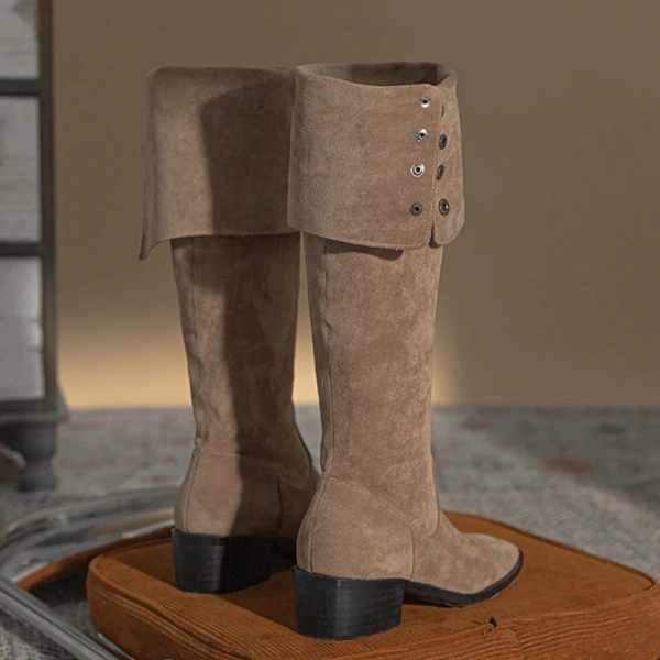 2025 Autumn and Winter New Fashion Retro Thick Heel Knee High Canister Boot Soft Comfortable Western Cowboy Boot Knight Boot - Image 3