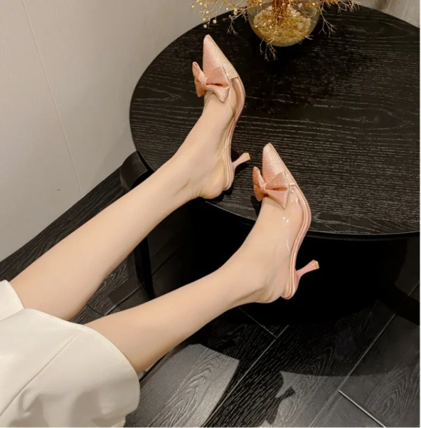 2025 Summer Hot Selling Baita Casual Women's Sandals Pointed Toe Hollow Design Transparent Rhinestone Butterfly High Soft Upper - Image 6