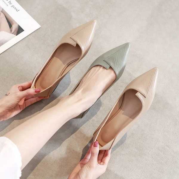2025 Spring Autumn Collection New Pointed Shallow Mouth Sandals Platform Soft Bottom Thick Heel Single Shoes Daily Outdoor - Image 2