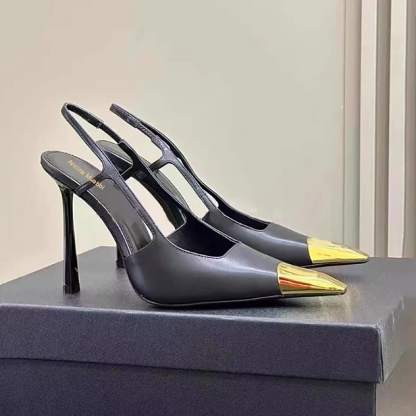 High-heeled Sandal with Pointed Metal Feeling, with Thin Heels at the Back of the Head. - Image 2