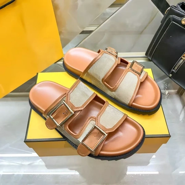 F-Home High Edition Women's Summer Fashion Sandals Breathable Thick-Soled Double Buckle Shoes with Color Matching Word Slippers - Image 4