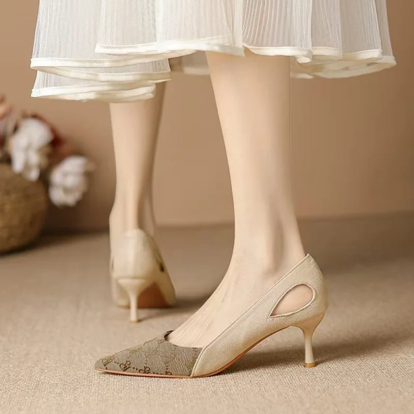 Women's Summer Fashion Suede Stiletto Shoes New Single Joker French Pointed Design with Temperament Spring and Autumn Style - Image 5