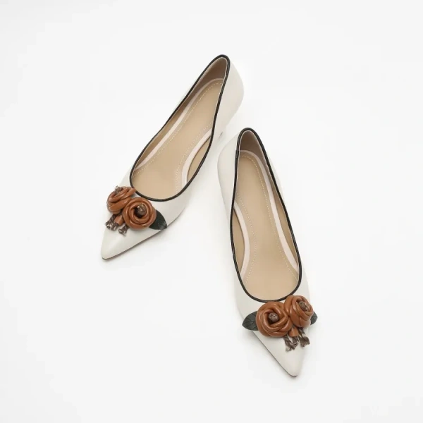 2025 Spring/Summer New Retro Style Fashion Elegant Camellia Flower High Heels Pointed Shallow Mouth Stiletto Women's Shoes - Image 4