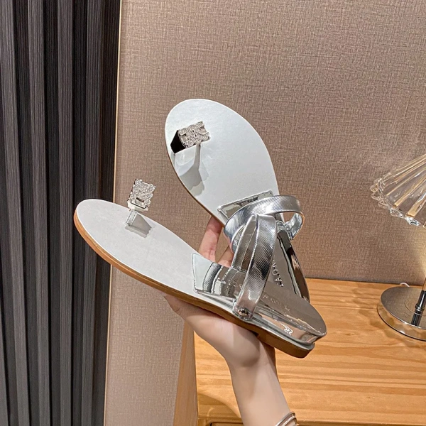 Pigeon Egg Rhinestone Wedge Toe Flat Sandals for Women Anti-Slip Barefoot Wear for Summer Hard-Wearing Design - Image 6