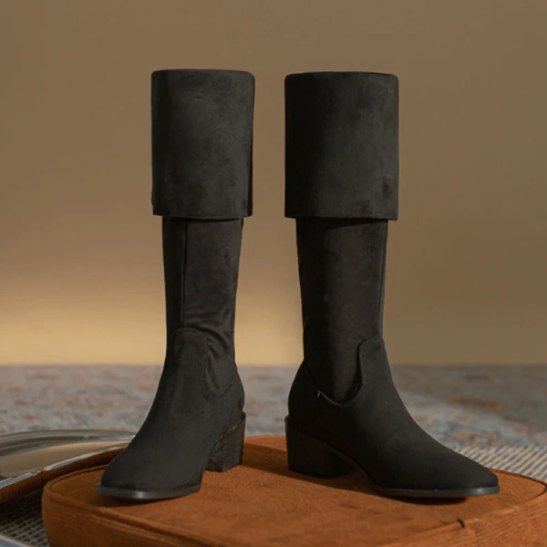2025 Autumn and Winter New Fashion Retro Thick Heel Knee High Canister Boot Soft Comfortable Western Cowboy Boot Knight Boot - Image 4