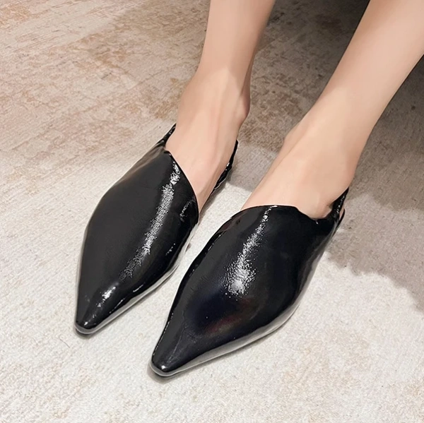 New Fashion Elegant Pointed After Empty Flat Shoes Daily Leisure Dating Shopping Walking Commuting Baotou Half Drag Flat Shoes - Image 3