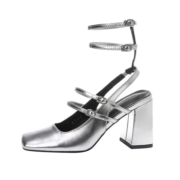 Fashion Trendy Women's High Sandals Mary Jane Pumps Sexy Strep Ankle Luxury Cute Wedding Party Pumps Summer Thin - Image 3