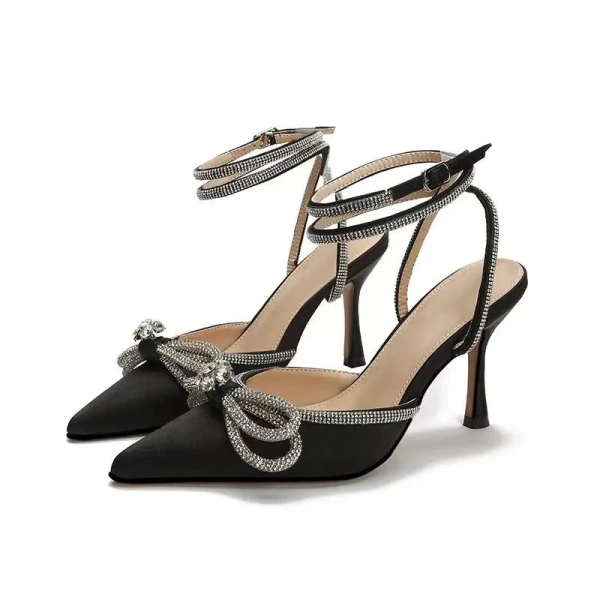 2025 Hot Sale Party Heels for Women High Quality Pu Bridal Pumps With Rhinestone Bow and Breathable Wedding Shoes - Image 2