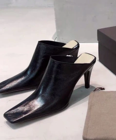 2025 New Retro Temperament Baotou Deep Mouth Fine Heel Sandals Fangtou After Empty Half Drag High-heeled Women's Muller Shoes