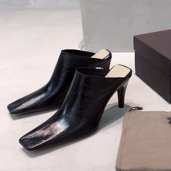 2025 New Retro Temperament Baotou Deep Mouth Fine Heel Sandals Fangtou After Empty Half Drag High-heeled Women's Muller Shoes