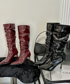 2025 Autumn and Winter New Sexy Patent Leather Boots, European and American Style Spicy Girl Party Club Luxury Women's Boots
