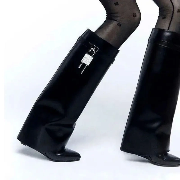2025 European American Ankle Boots for Plus Size Women European Generation Slope Heel Head Trouser Design