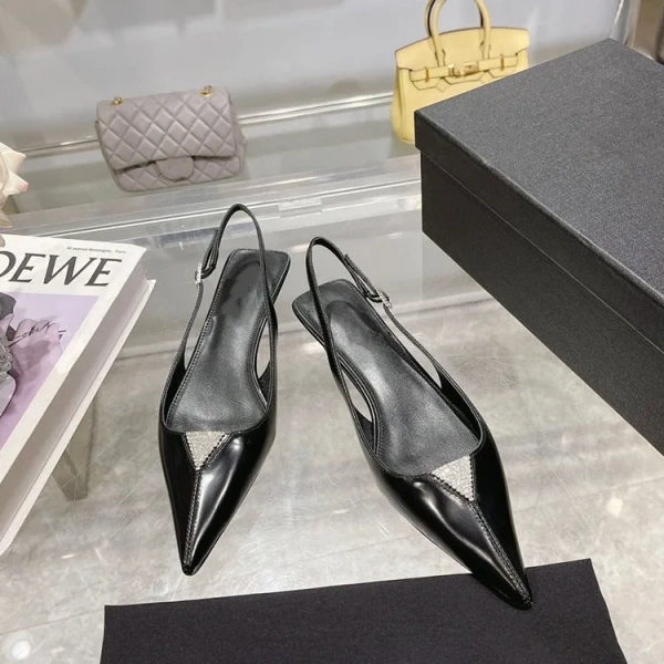 2025 Designer Women's Cat Heel Pointed Toe Baotou Sandals One Word Buckle Strap Simple Fashion Commuter Higher Women's Shoes - Image 2