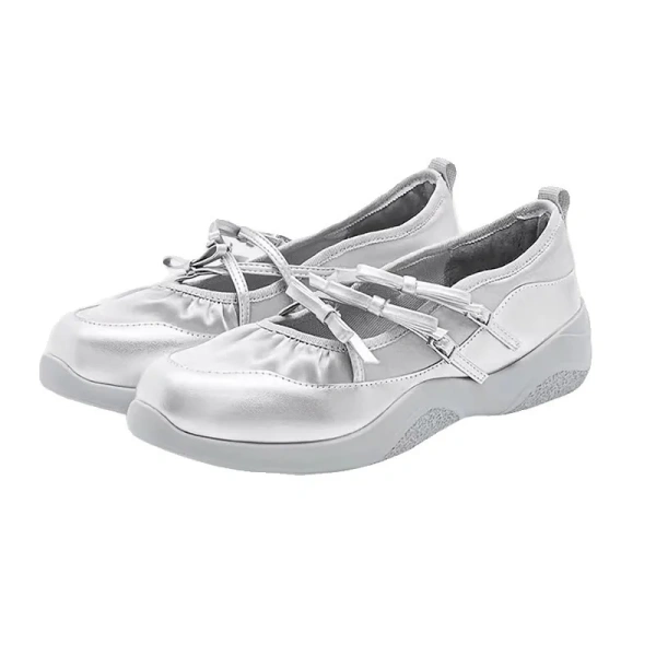 Cowhide ~ Ballet Shoes Bow Sports Casual Mary Jane Shoes - Image 4
