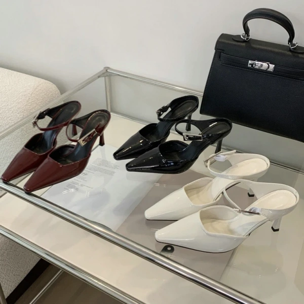 Minimalist Patent Leather High Heels for Spring Summer Comfortable Breathable Outdoor Beach Casual Fashion Sandals One-piece