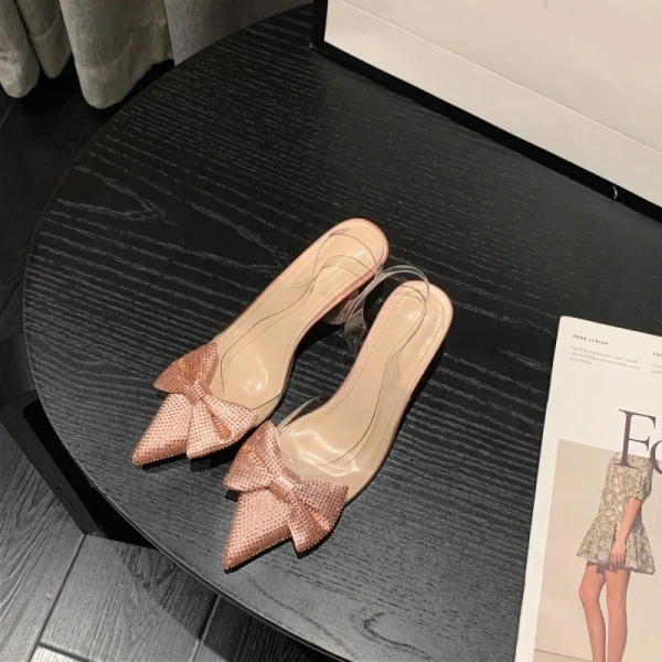 2025 Summer Hot Selling Baita Casual Women's Sandals Pointed Toe Hollow Design Transparent Rhinestone Butterfly High Soft Upper - Image 3