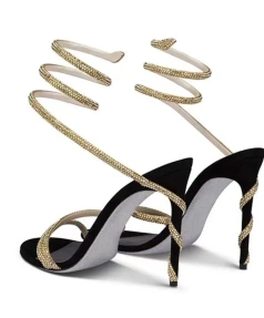 Rome Open Toe Woman Sandals Sexy Thin High Heels Fashionable Snake Straps Breathable Ankle-Style Party Prom Shoes for Wedding