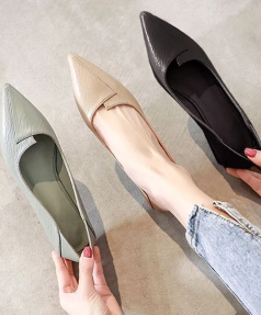 2025 Spring Autumn Collection New Pointed Shallow Mouth Sandals Platform Soft Bottom Thick Heel Single Shoes Daily Outdoor