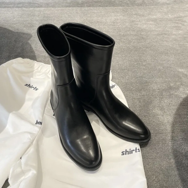 2025 Winter New Fashion Simple Genuine Leather Wear-resisting Short Boots Soft Comfortable Outdoor Casual Commuter Knight Boots - Image 6