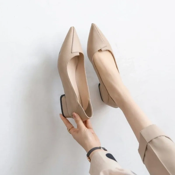 2025 Spring Autumn Collection New Pointed Shallow Mouth Sandals Platform Soft Bottom Thick Heel Single Shoes Daily Outdoor - Image 5