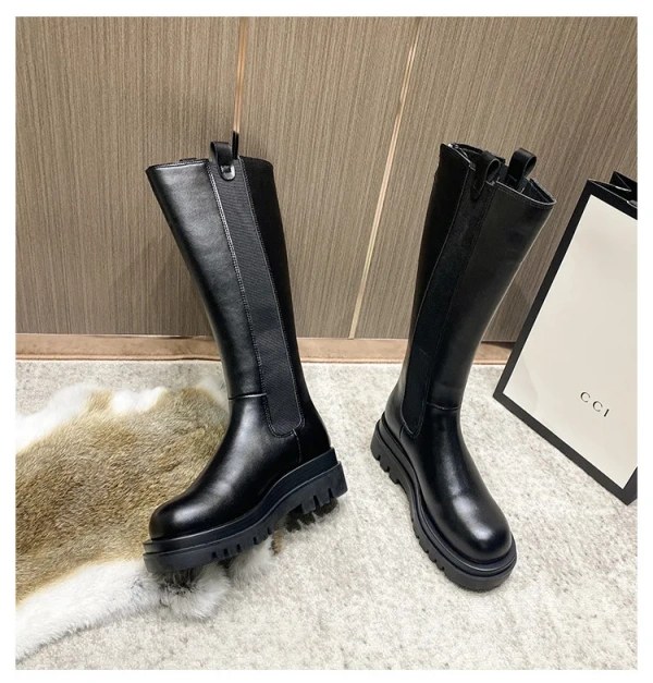 2025 Winter New Leather Internal Increase High Thick Bottom Women's Short Boot Fashion Casual Soft Warm chelsea Short Boot - Image 4