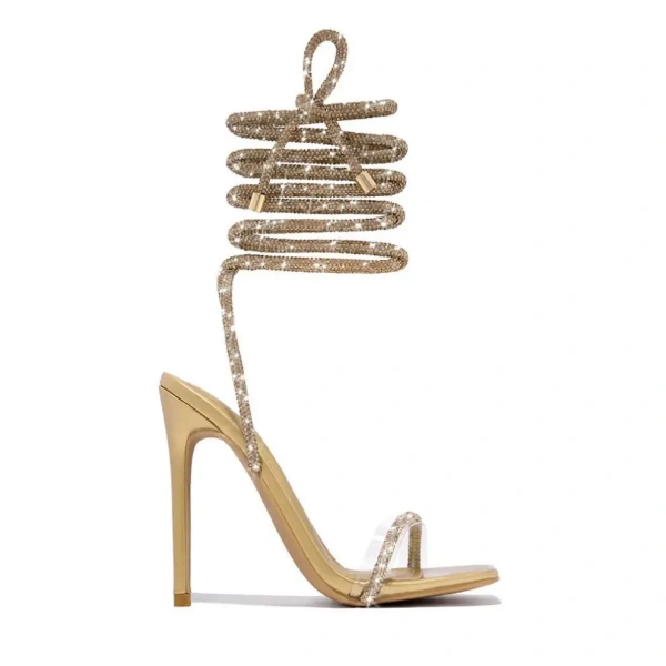 2025 European and American Summer New Fashionable Casual Personalized Spicy Girl Sexy Strap Square Head Stiletto Sandals - Image 5